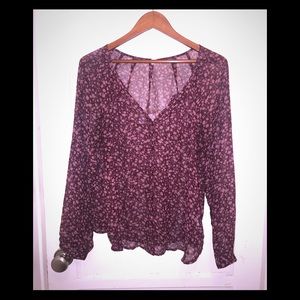 BOHO Old Navy Burgundy and Mauve Peasant blouse